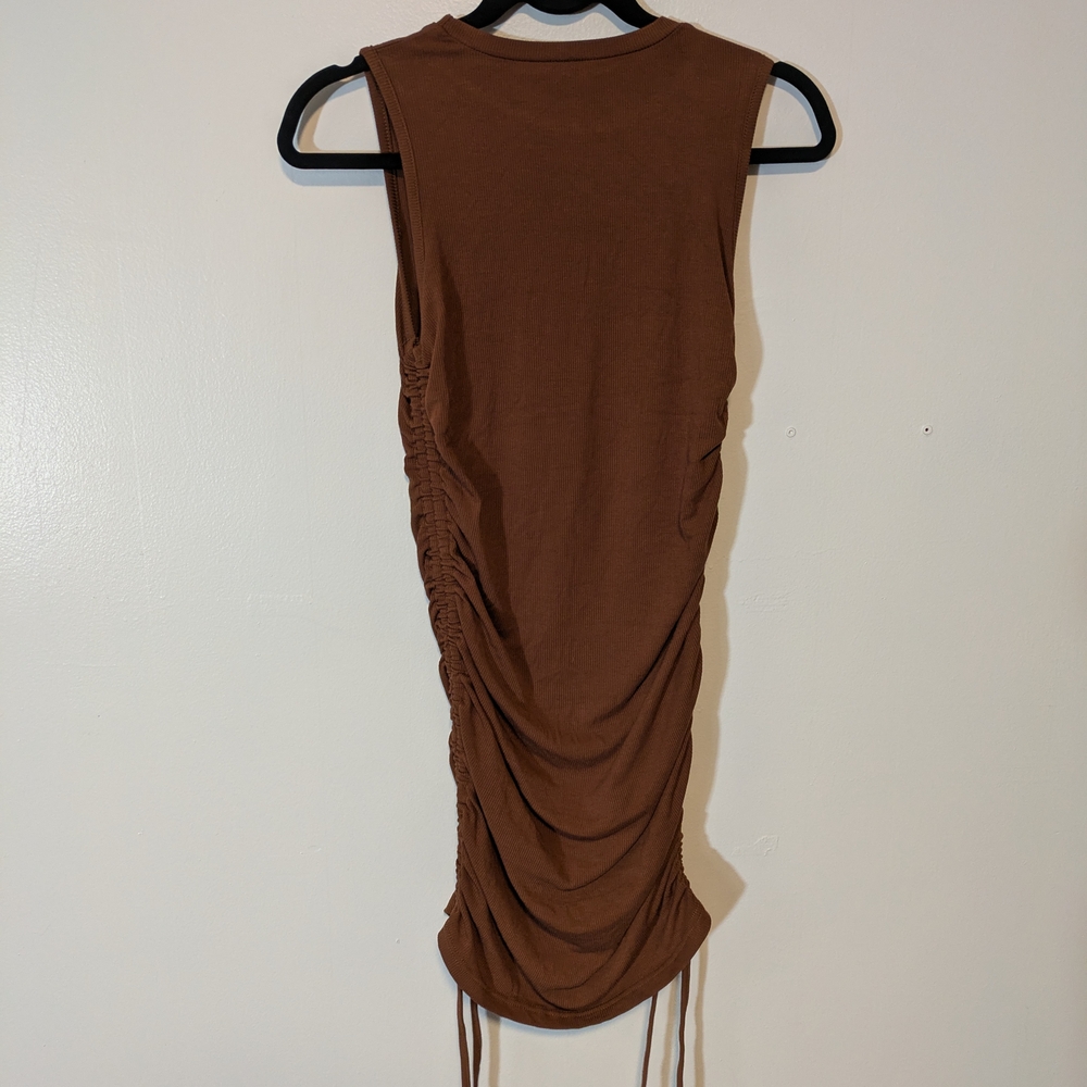 Brown Sleeveless Ruched Dress